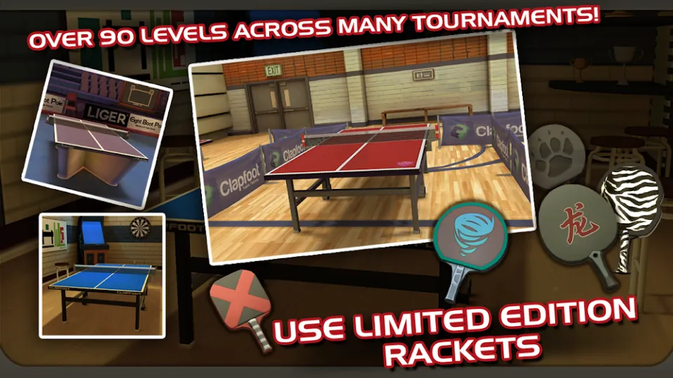 Mesas e raquetes de Ping Pong Masters