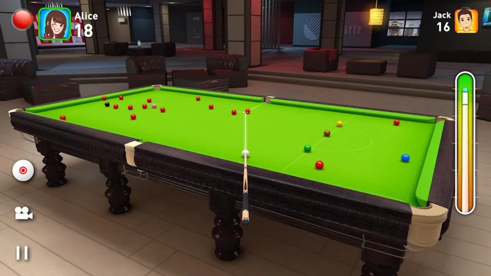 Real Snooker 3D — mesa de snooker com bolas em jogo