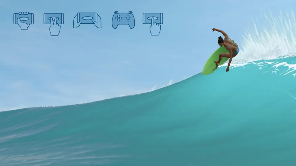 True Surf — surfista a descer a parede de uma onda