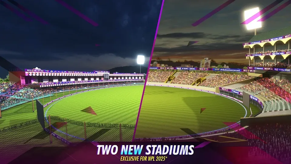 Estádio noturno iluminado em World Cricket Championship 3
